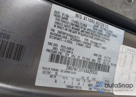 2006 Mercury Grand Marquis Ls from USA, damaged, VIN 2MEFM75V76X629355